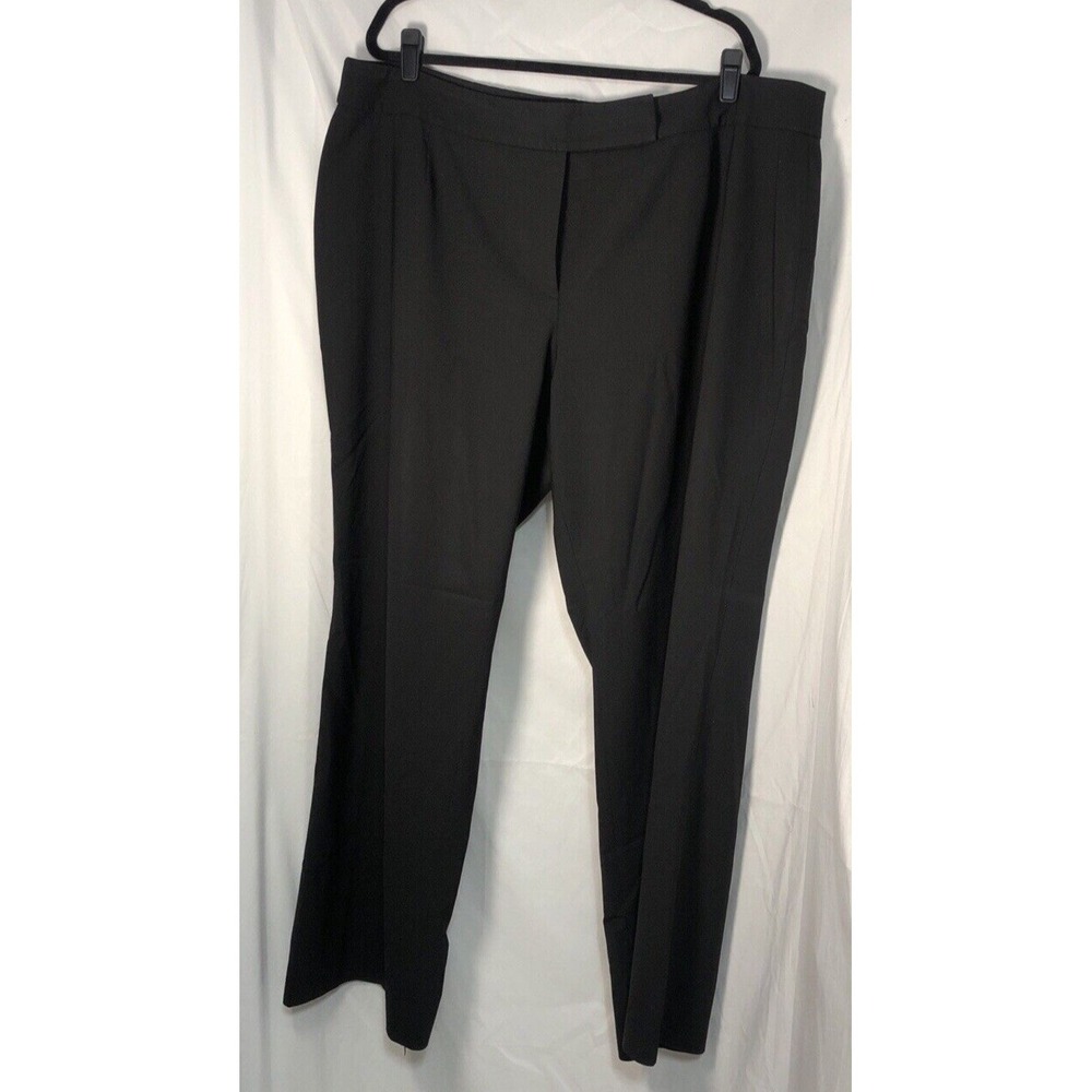 Alex Marie Women Women's Black Flat Front Wide Leg Dress Pants Slacks - Size 22W
